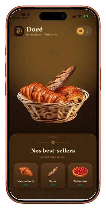 Concept application mobile Pâtisserie & boulangerie